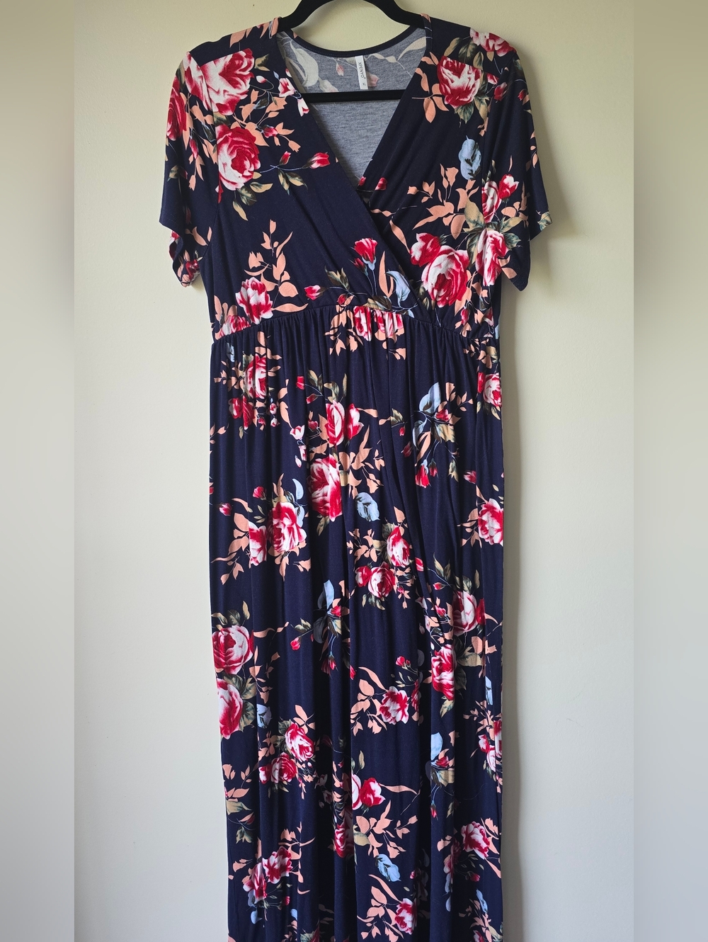 Xpenyo Navy Floral Wrap Maxi Dress Size XL